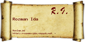 Rozman Ida névjegykártya